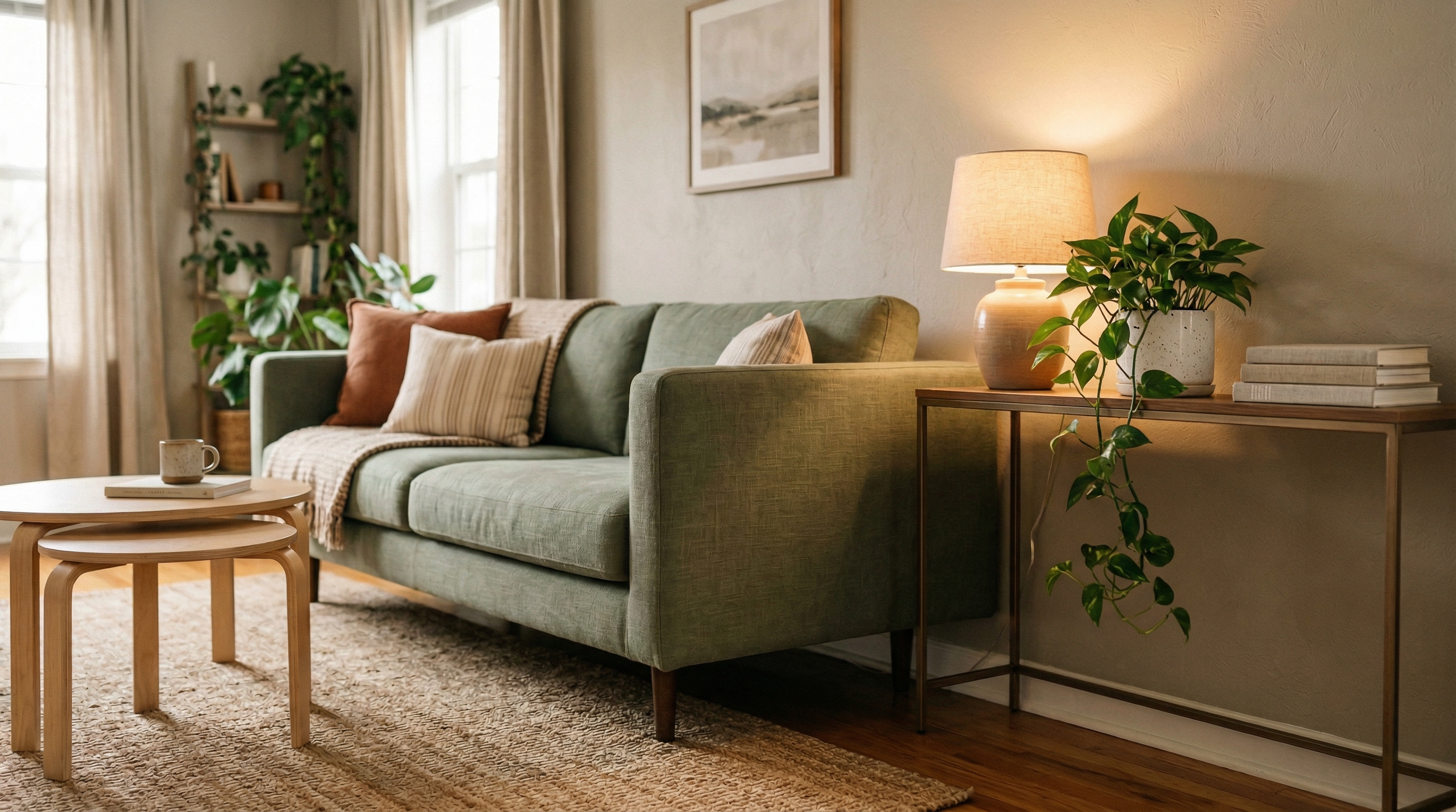 Cozy living room with coffee table
