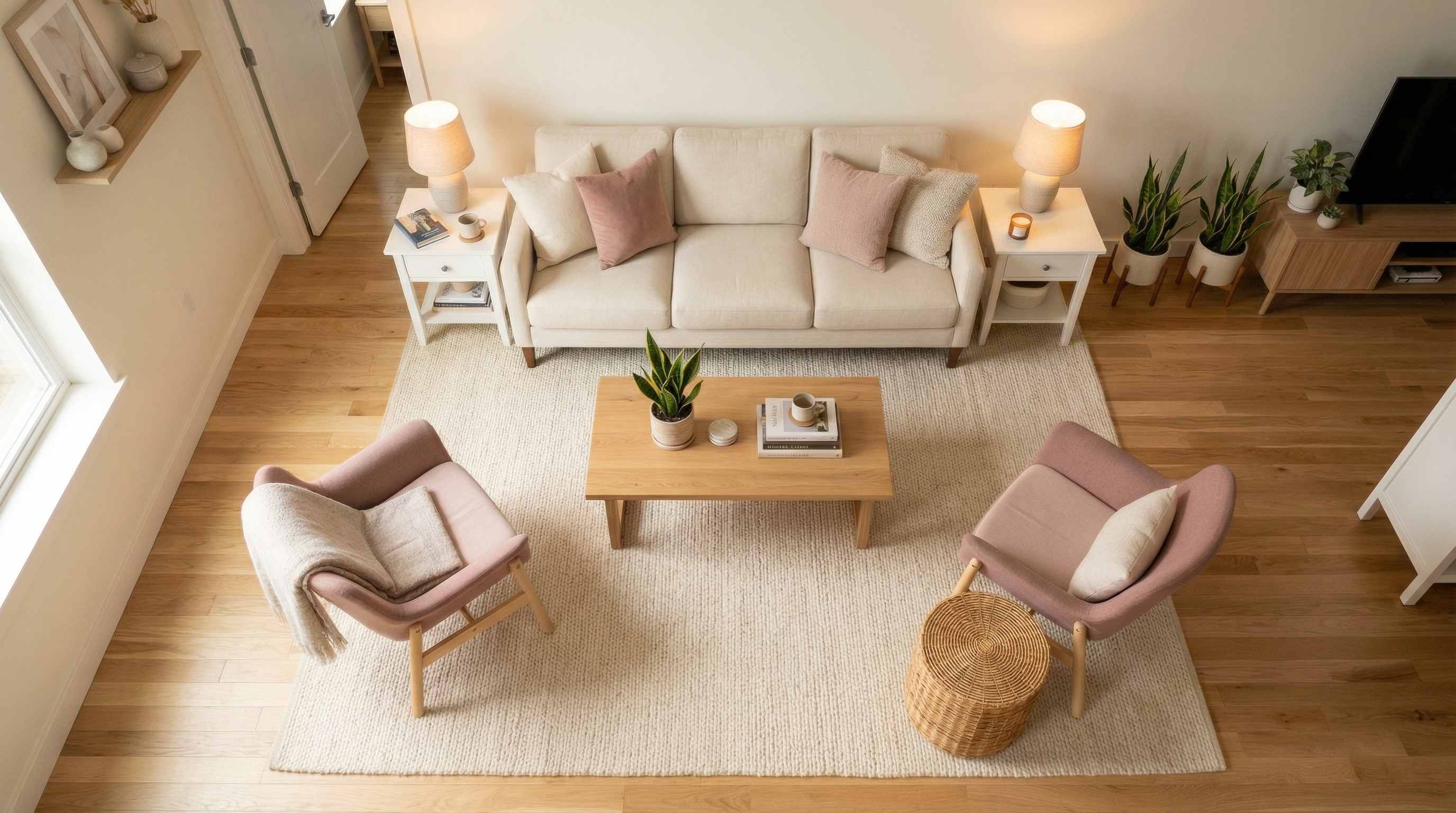 Cozy Defined Seating Zone From Above