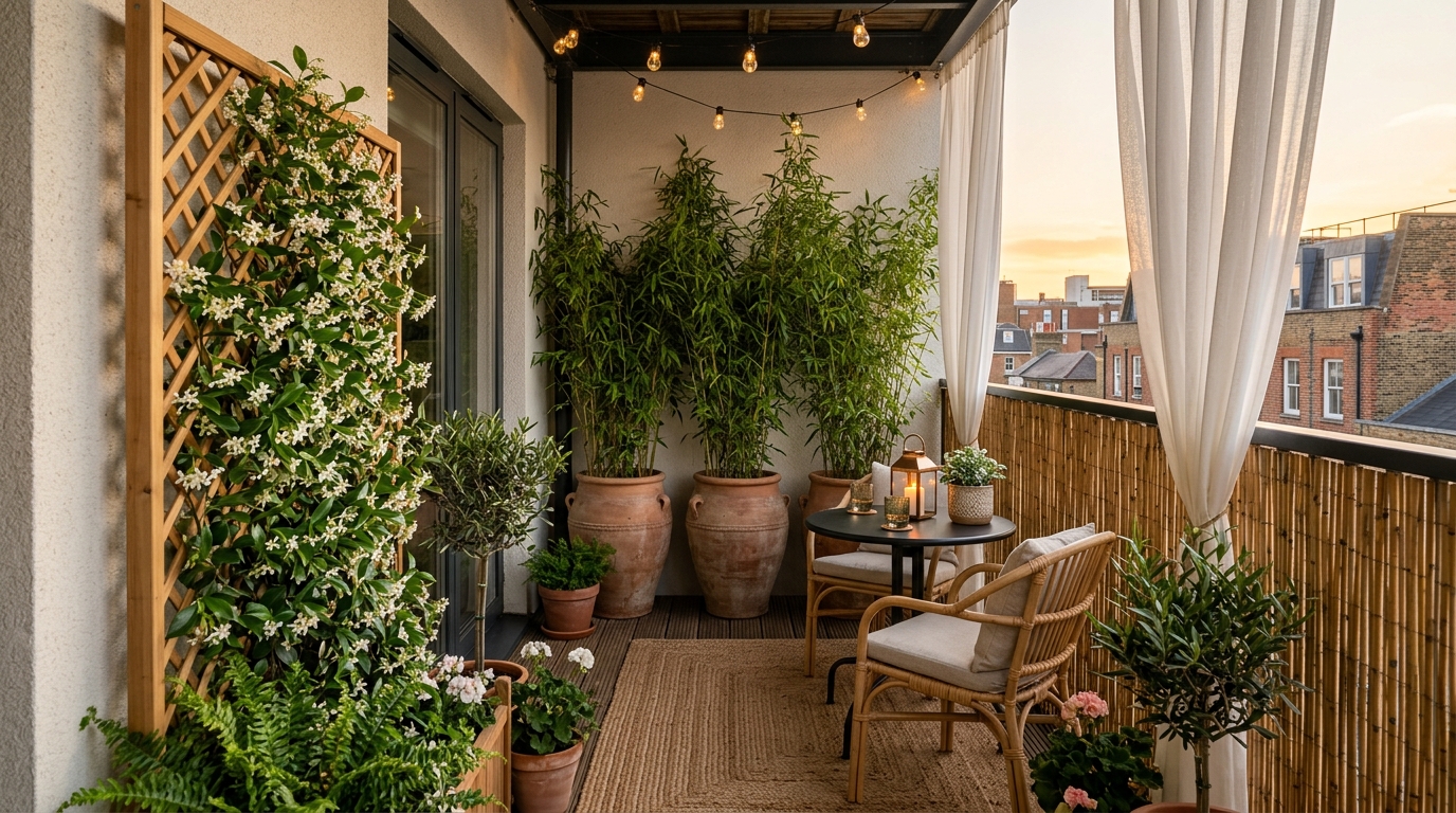 Balcony Divider With Built-In Planter