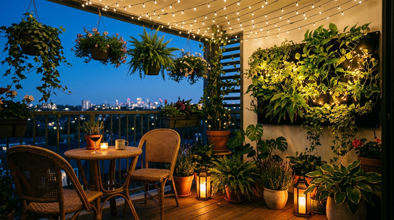 Balcony Garden Evening Lighting
