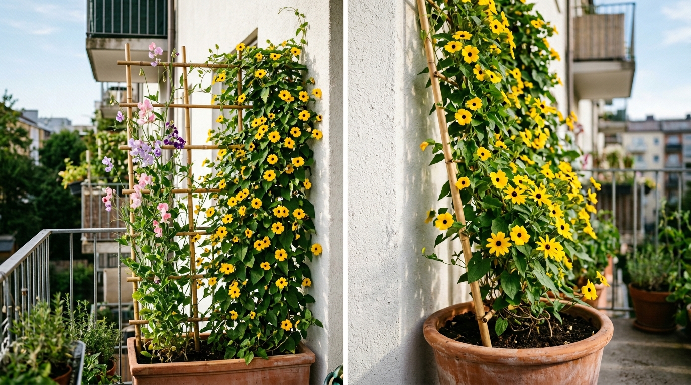 Climbing Plants on a Trellis