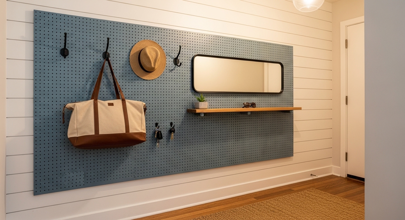 Pegboard Entryway Organizer