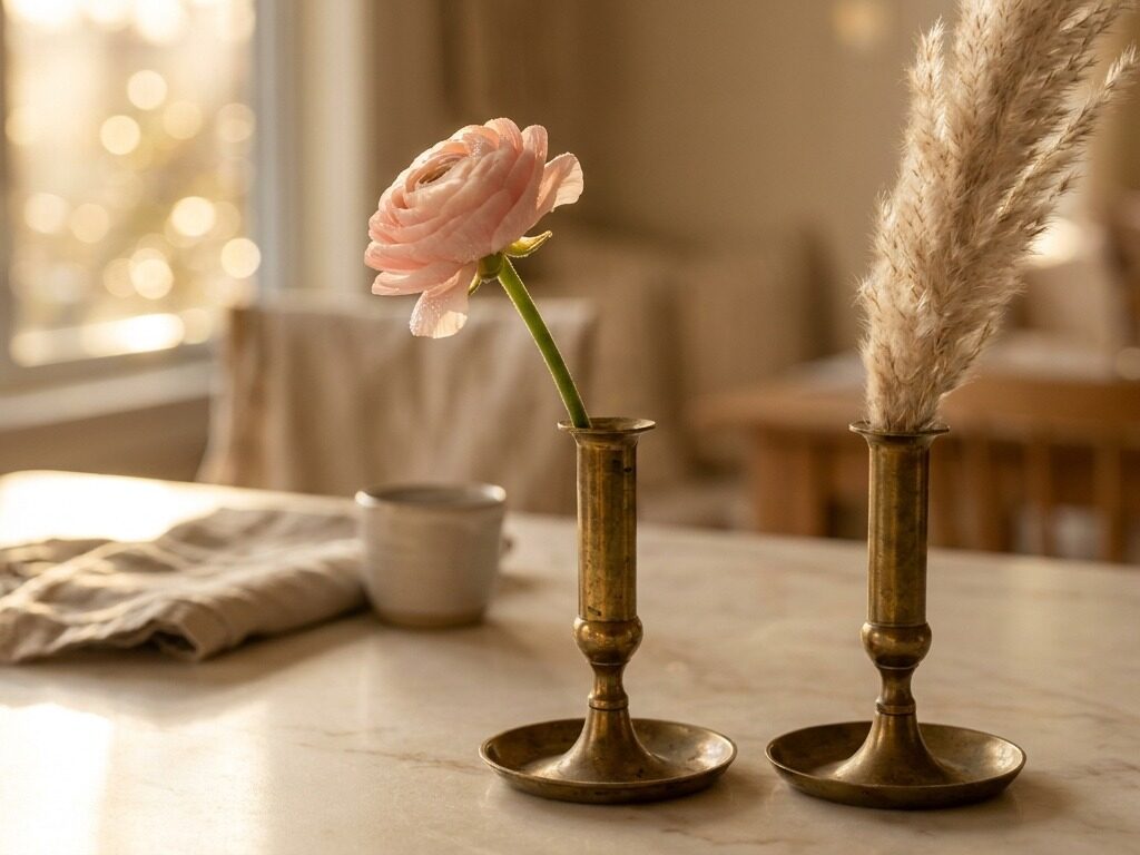Two brass candlestick holders