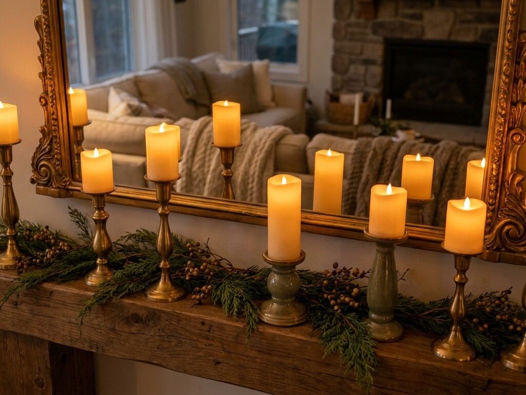 Candlestick holders with flameless Candles