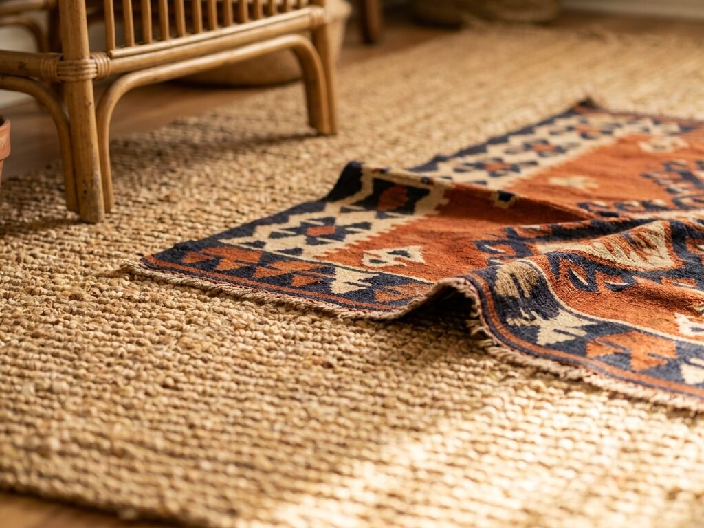 Multiple Rugs for Depth and Pattern