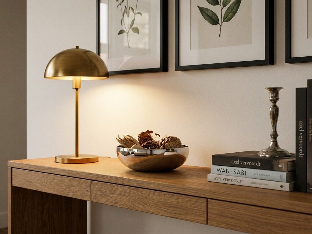 Console table with mixed metals
