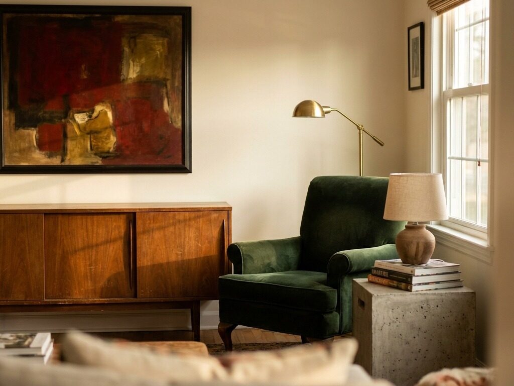 Living room corner eclectic design