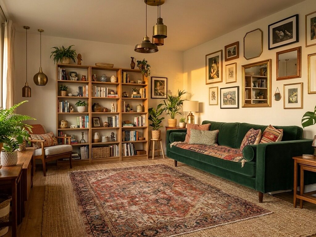 Apartment living room layered decor