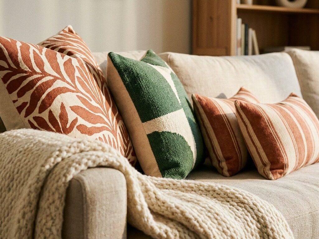 Sofa arrangement with cushions
