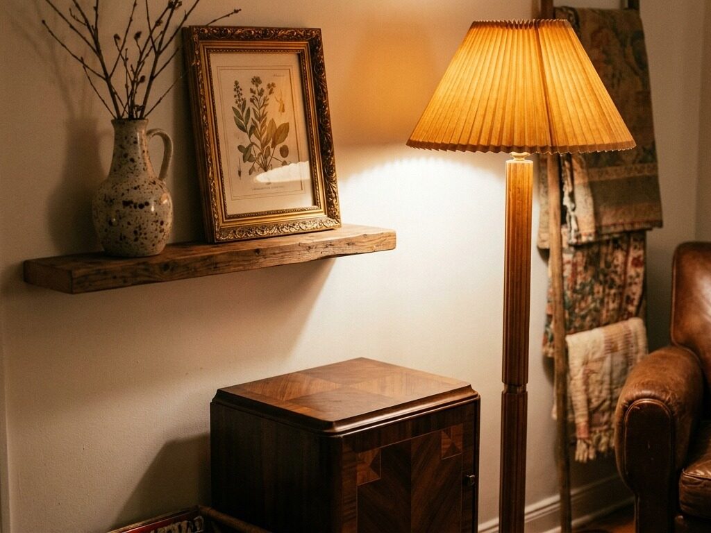 Apartment corner with vintage lamp