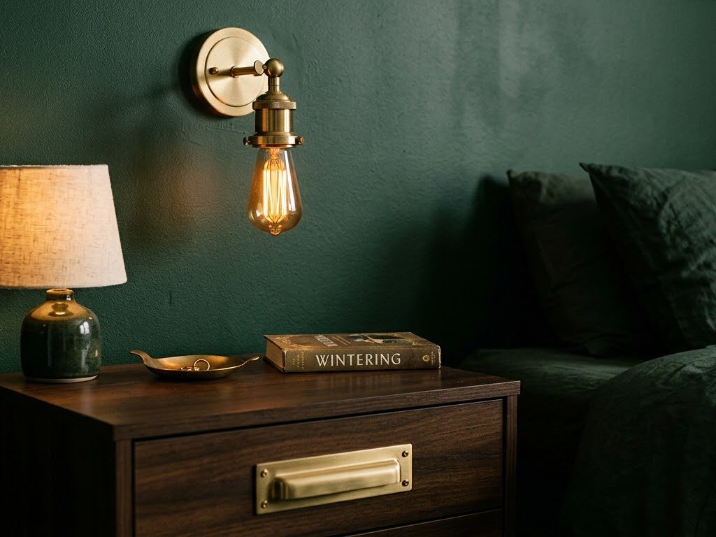 Deep Green With Warm Brass Hardware bedroom decor